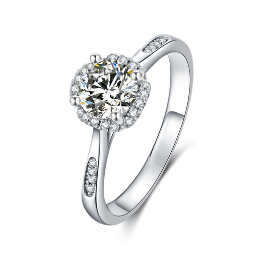 Flower Design Moissanite Engagement Ring