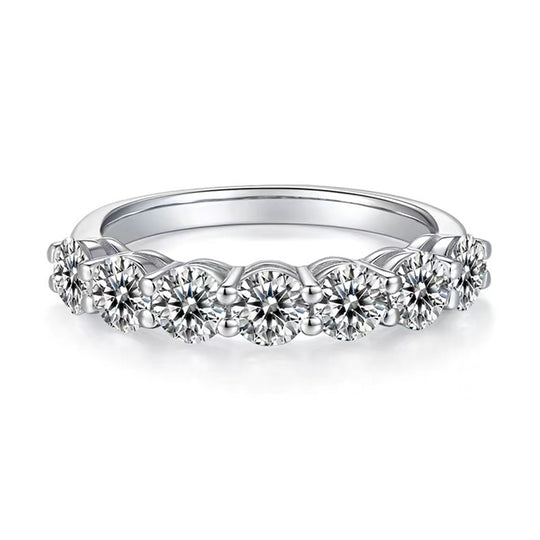 Round Moissanite Half Eternity Matching Band Wedding Ring