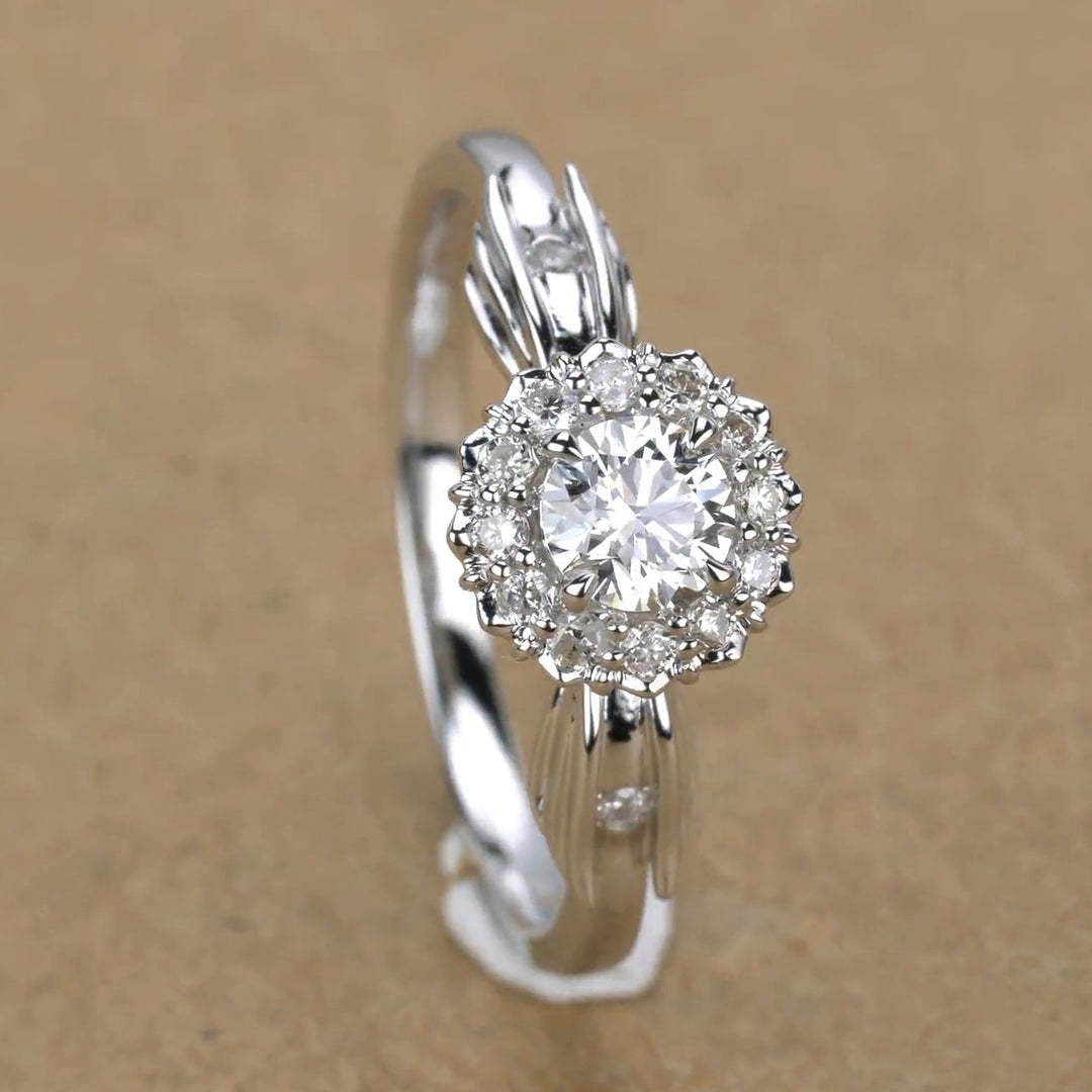 Star and Wing Design Moissanite Engagement Ring