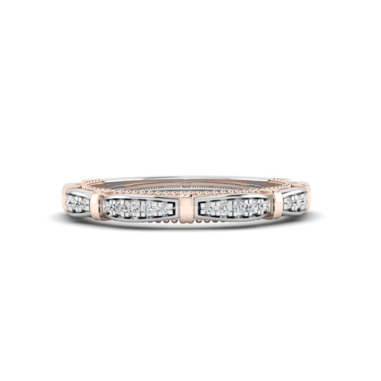 S925 2 Tones Ribbon Design Moissanite Wedding Ring Matching band