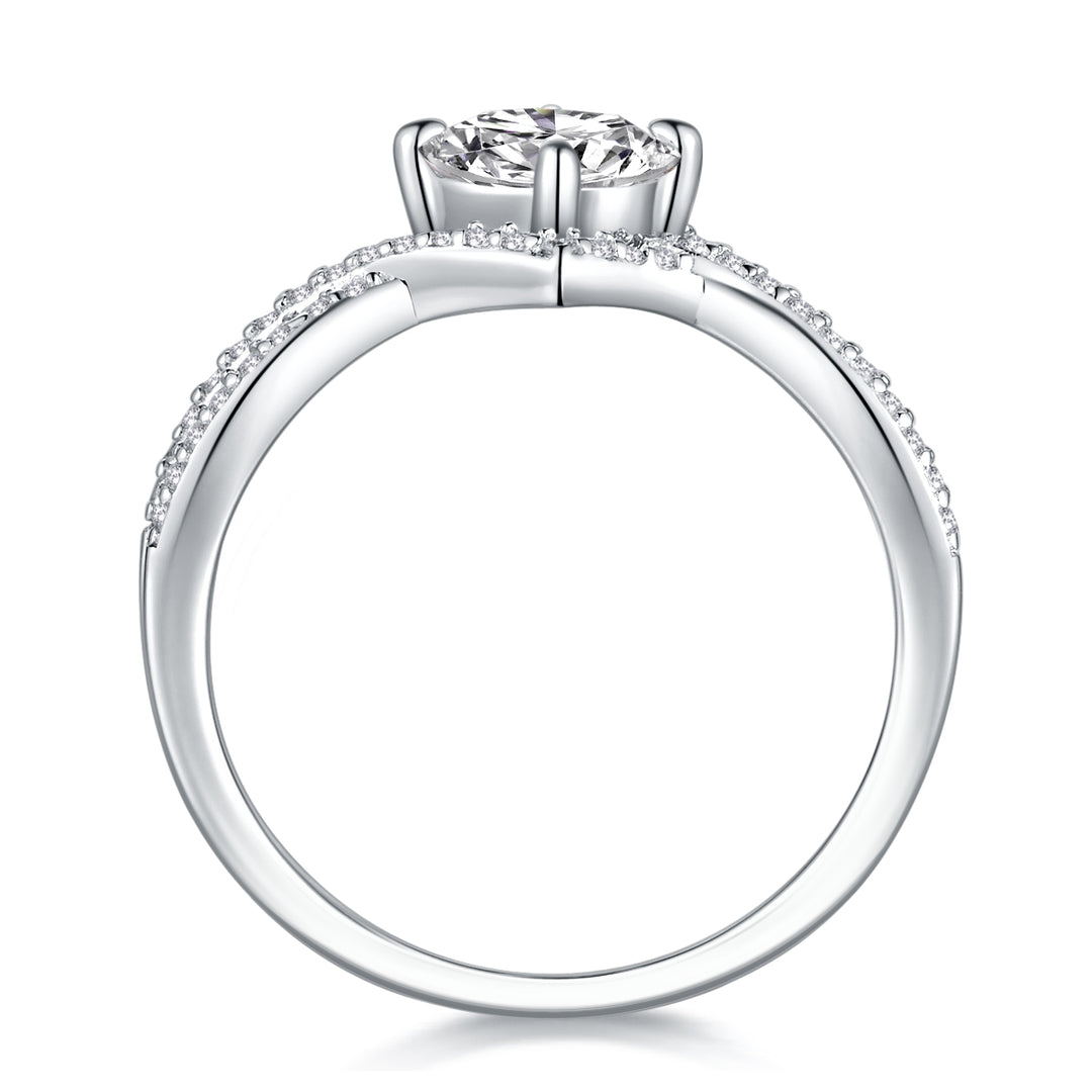 Cross Ring Band Design Moissanite Engagement Ring