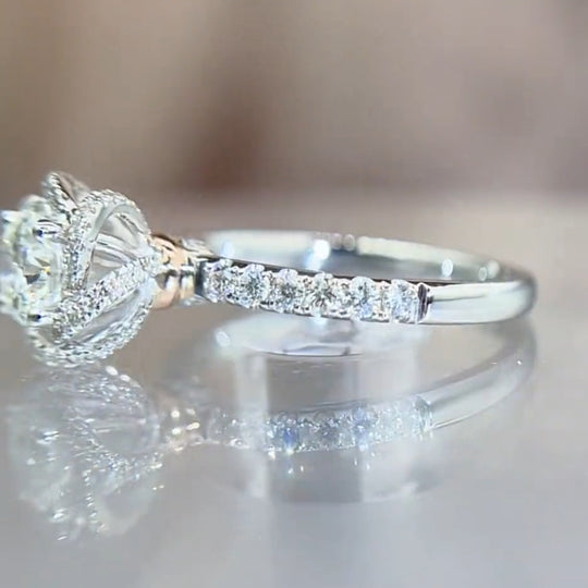 Flower Fountain Design Moissanite Engagement Ring 2