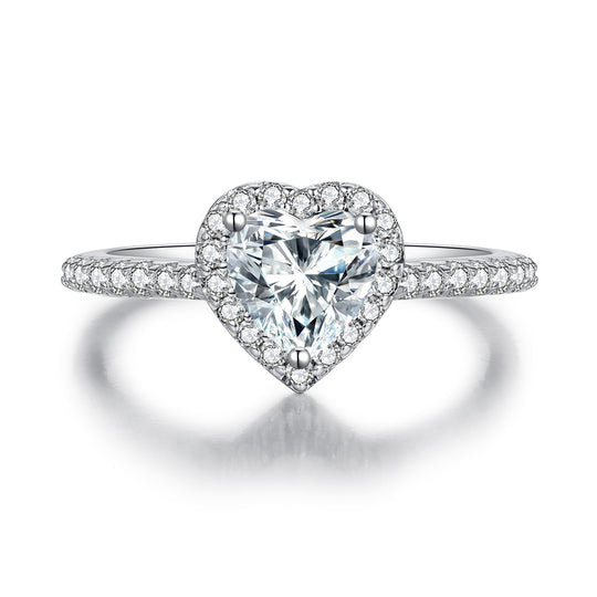 Heart Cut Halo Design Moissanite Ring