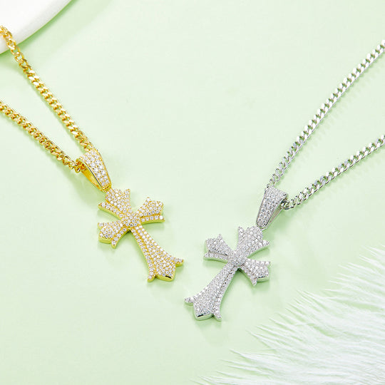 Moissanite Vintage Cross Pendant Necklace