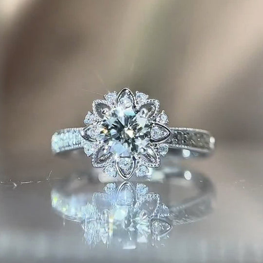 FLower Moissanite Engagement Ring