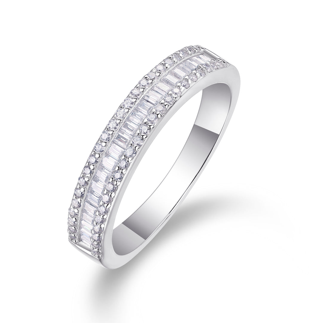 Baguettes Cut Half Eternity Matching Band Wedding Ring