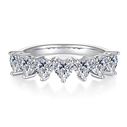 Heart Moissanite Half Eternity Matching Band Wedding Ring