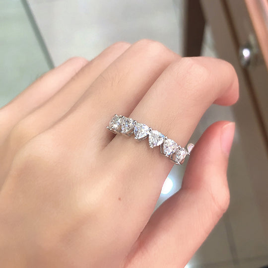 Trillion Moissanite Half Eternity Matching Band Wedding Ring