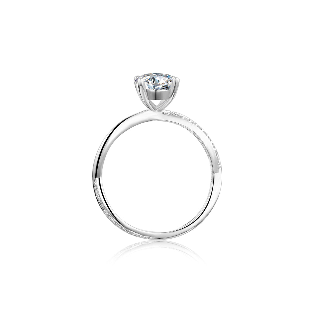 Cross Ring Band Design Moissanite Engagement Ring