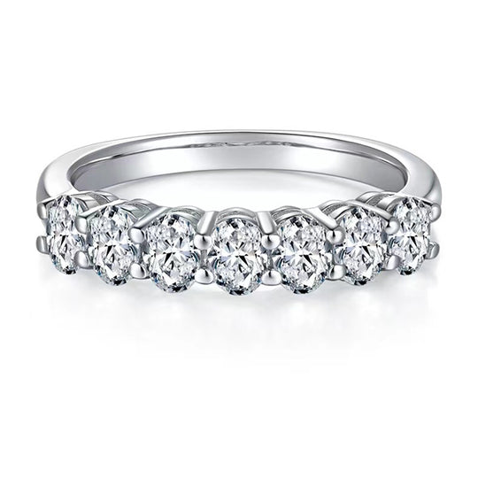 Oval Moissanite Half Eternity Matching Band Wedding Ring