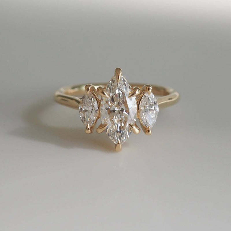 New Arrived Marquise Cut Three-Stone Moissanite Engagement Ring