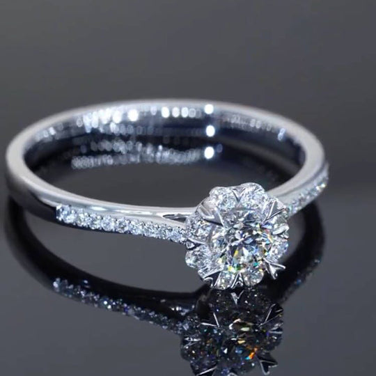 Snowflake Design Moissanite Engagement Ring