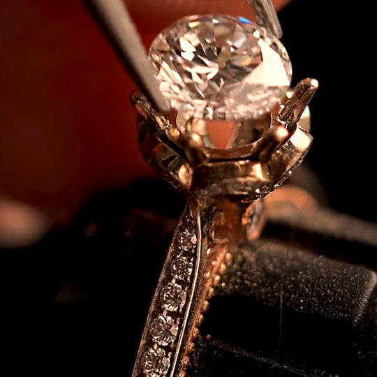 Two-Tone Milgrain Pave Band Moissanite Engagement Ring