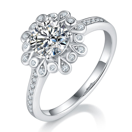 Special Flower Colorful Moissanite Engagement Ring