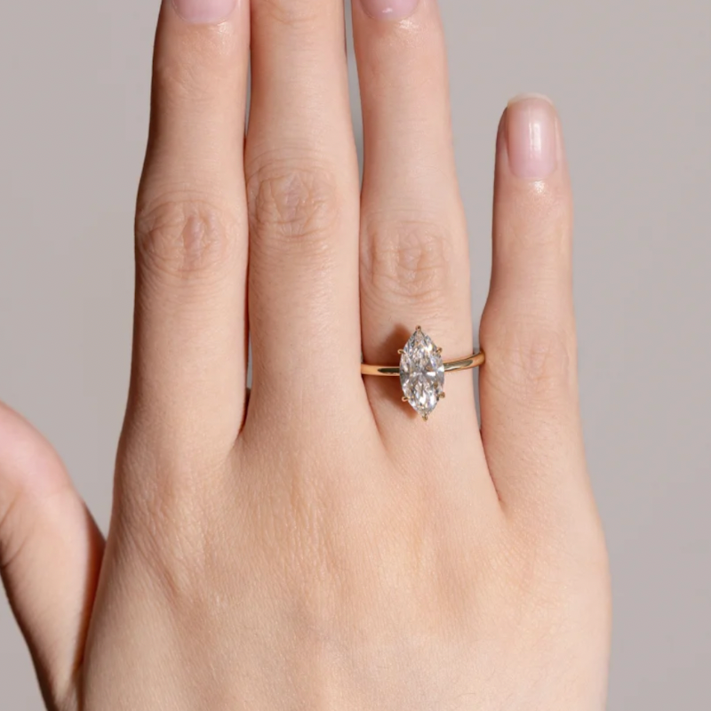 3CT Marquise  Cut Solitaire Moissanite Engagement Ring