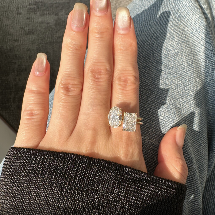 3CT Radiant Cut Solitaire Moissanite Engagement Ring