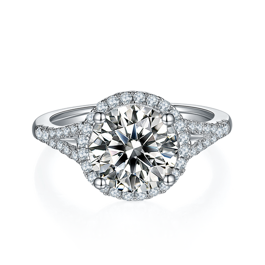 Round Halo Moissanite Ring