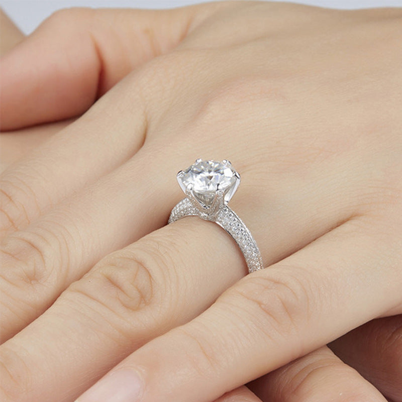 Classic 6 Prongs Iced Out Moissanite Engagement Ring