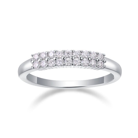 Double Layer 1/4 Eternity Matching Band Wedding Ring