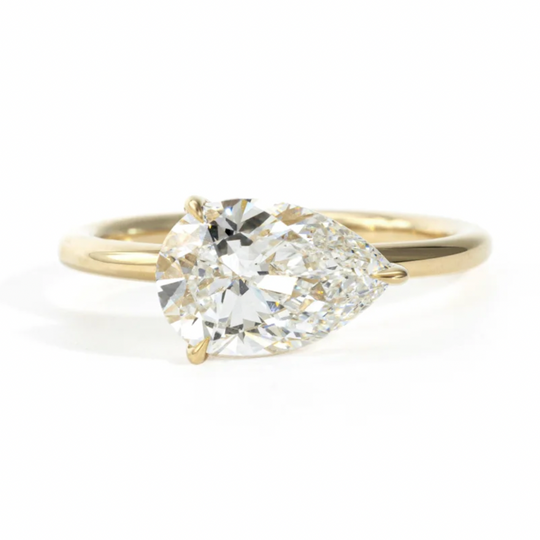 2CT Pear Cut Solitaire Moissanite Engagement Ring