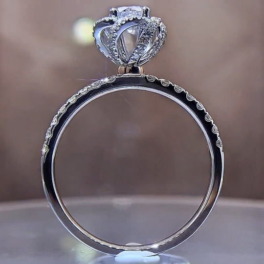 Flower Fountain Design Moissanite Engagement Ring 4