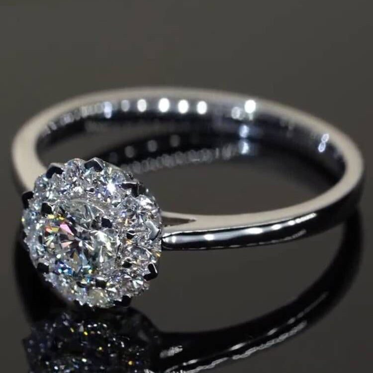 Simple FLower Moissanite Engagement Ring