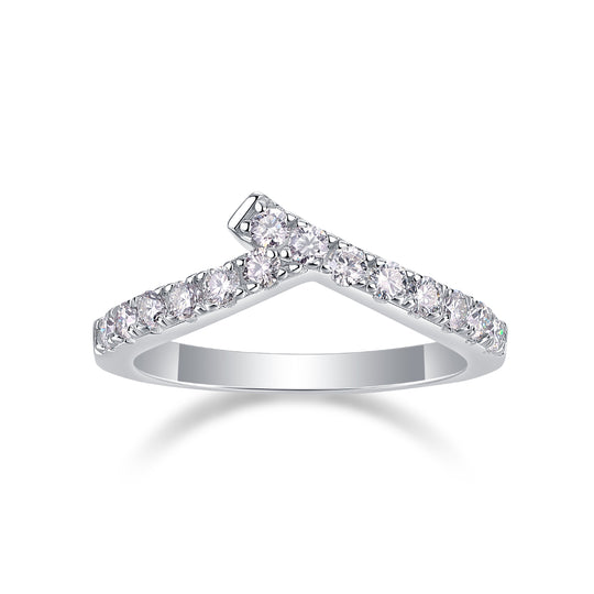 V Shape Moissanite Full Eternity Wedding Band