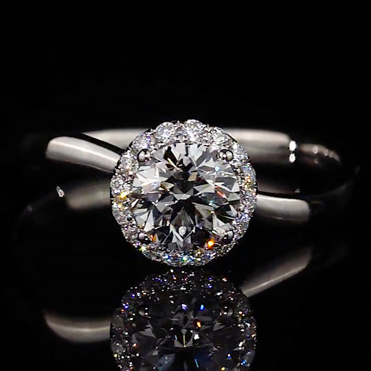 Tiered Halo Stacked Setting Moissanite Engagement Ring