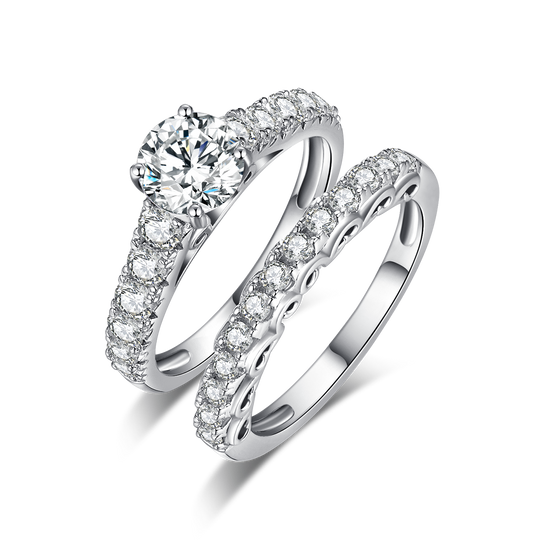 Round Cut Moissanite Moissanite Engagement and Wedding Ring Set 10