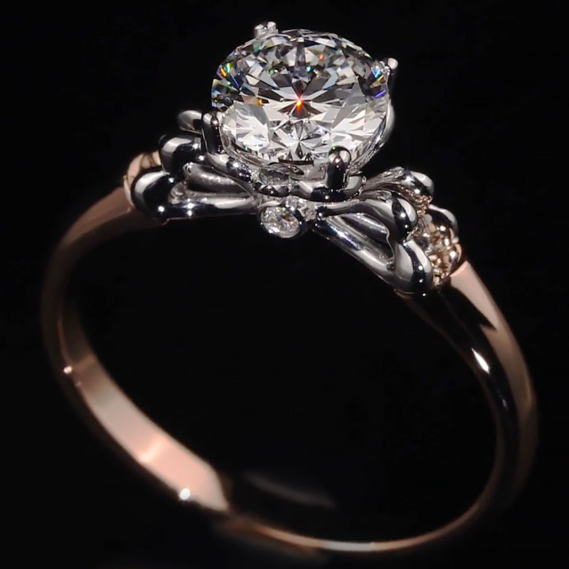 Two-Tone Bow Shank Accent Moissanite Engagement Ring