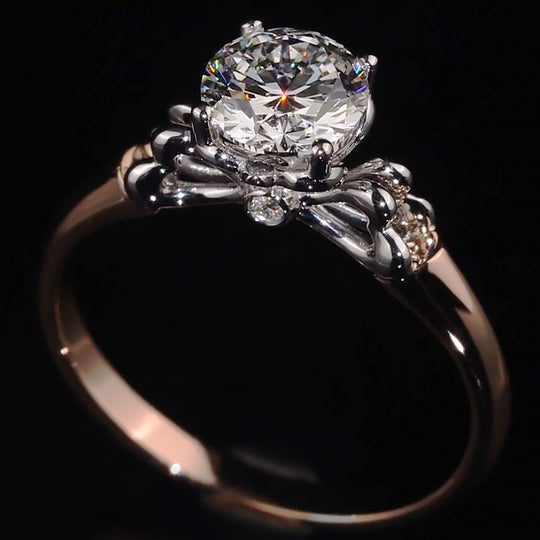 Two-Tone Bow Shank Accent Moissanite Engagement Ring