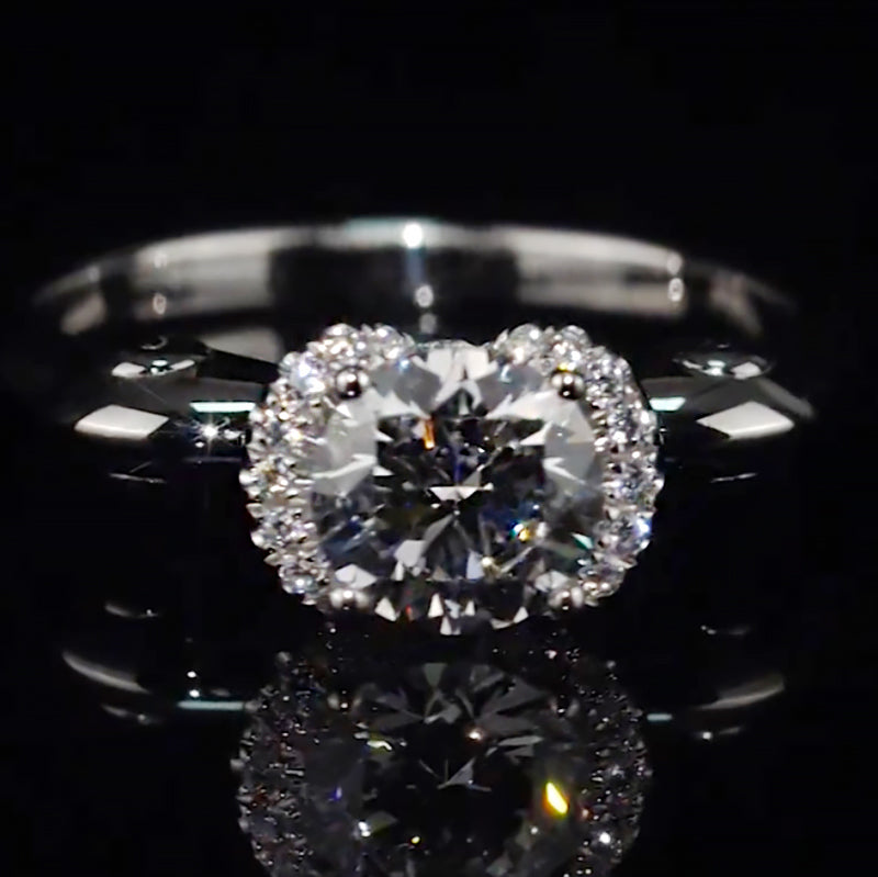 Floral Halo Stacked Setting Moissanite Engagement Ring