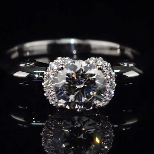 Floral Halo Stacked Setting Moissanite Engagement Ring