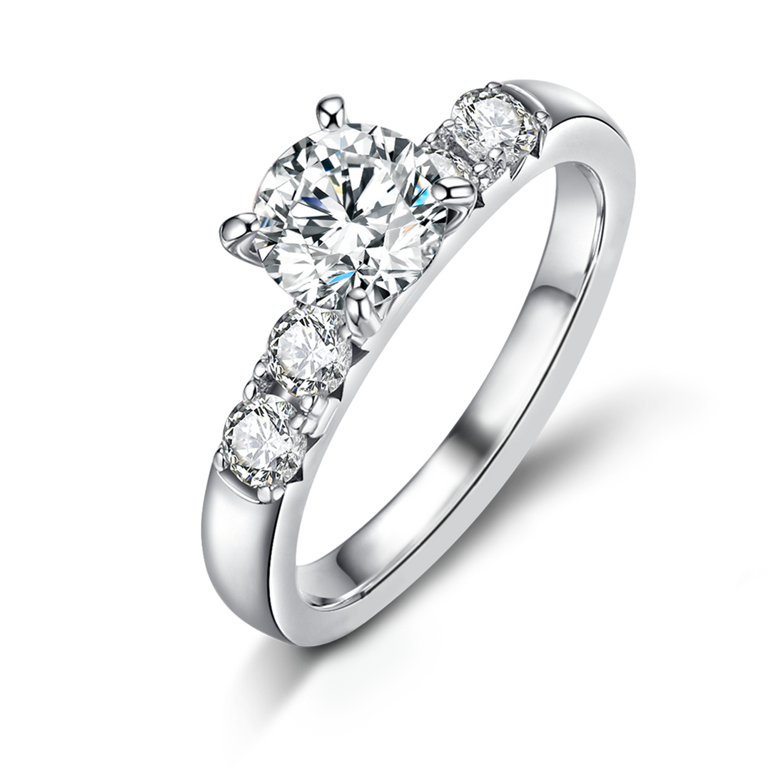 Round Cut Moissanite Moissanite Engagement and Wedding Ring Set 14