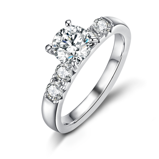 Round Cut Moissanite Moissanite Engagement and Wedding Ring Set 14