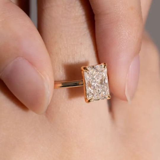 3CT Radiant Cut Solitaire Moissanite Engagement Ring