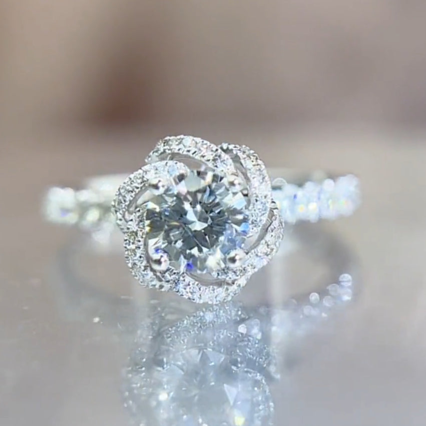 Flower Fountain Design Moissanite Engagement Ring 2