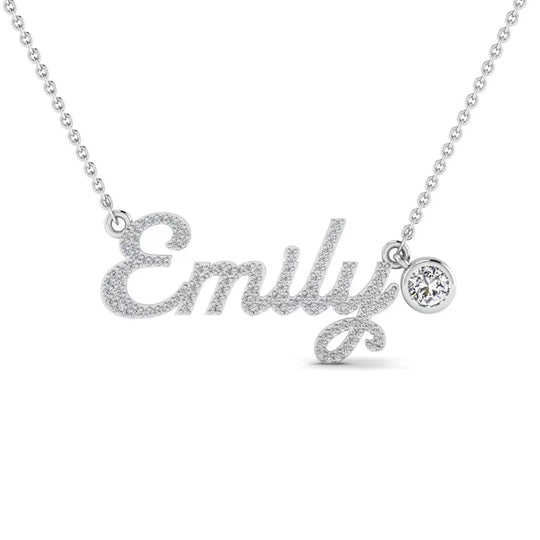 Custom Moissanite Name Necklace With 4mm Charm