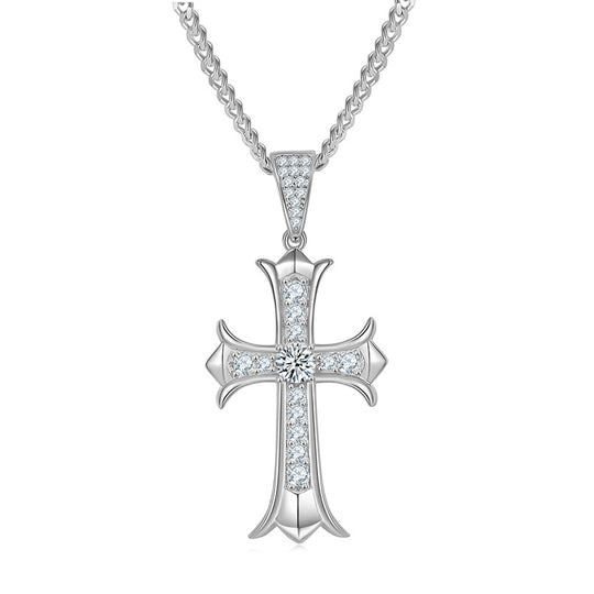 3mm/4mm/5mm Vintage Moissanite Cross Pendant Necklace