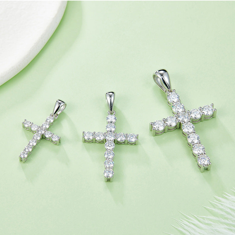 3mm/4mm/5mm Moissanite Cross Pendant Necklace