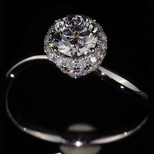 Tiered Halo Stacked Setting Moissanite Engagement Ring