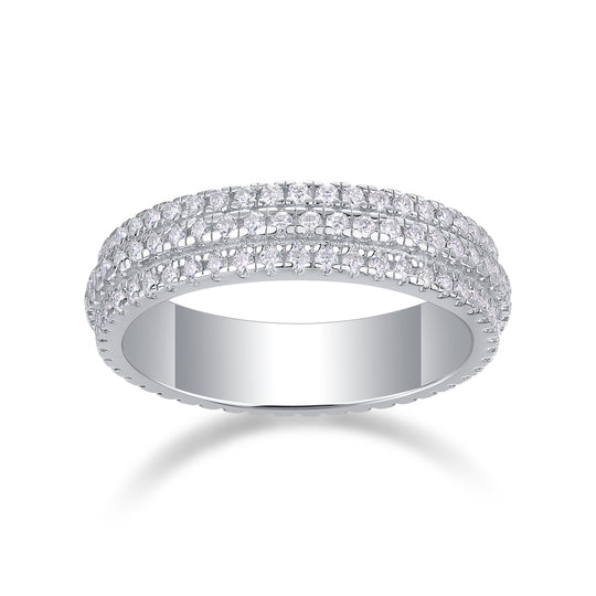 Three Layer Moissanite Full Eternity Ring Wedding Band