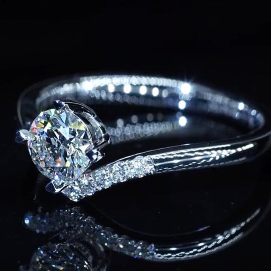 Crown Design Round Cut Moissanite Engagement Ring