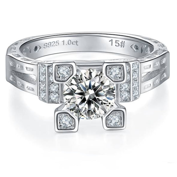 Architectural Design Moissanite Engagement Ring