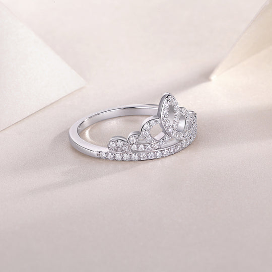 Princess Crown Design Moissanite Wedding Ring