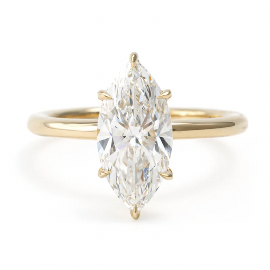 3CT Marquise  Cut Solitaire Moissanite Engagement Ring