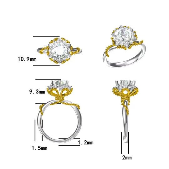 Holding Flowers Design Moissanite Engagement Ring