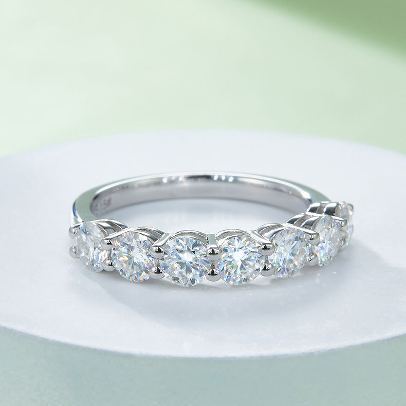 Round Moissanite Half Eternity Matching Band Wedding Ring