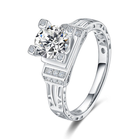 Architectural Design Moissanite Engagement Ring