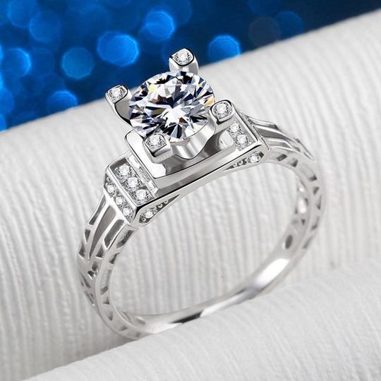 Architectural Design Moissanite Engagement Ring